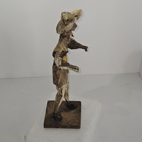 Vintage Folk Art Old Man Figurine Paper Mache Handmade Art Old Man w Mustache - Picture 3 of 11